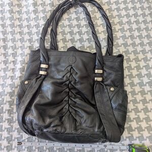 Elegant Black Leather Tote Bag